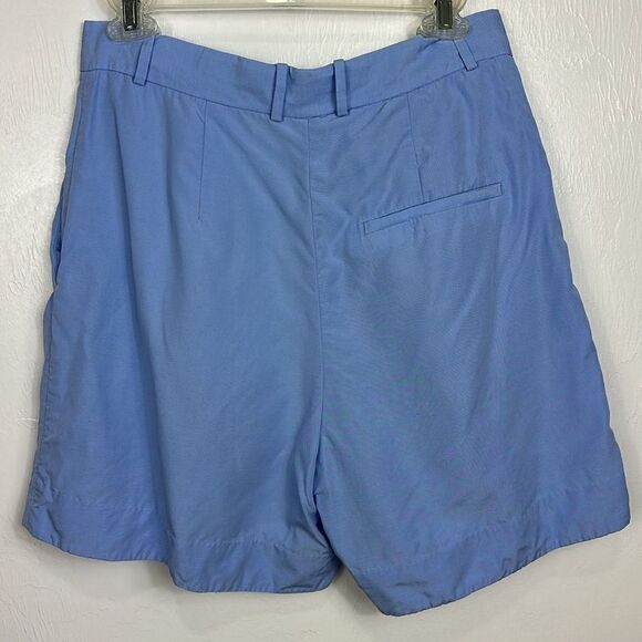COS Light Blue Linen Blend High Waisted Pleated Front Trouser Shorts Size 8 - Picture 6 of 13